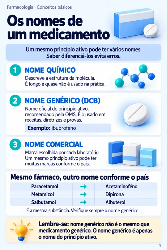 Página Os nomes de um medicamento