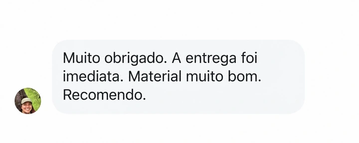 Mensagem de uma aluna sobre a entrega imediata